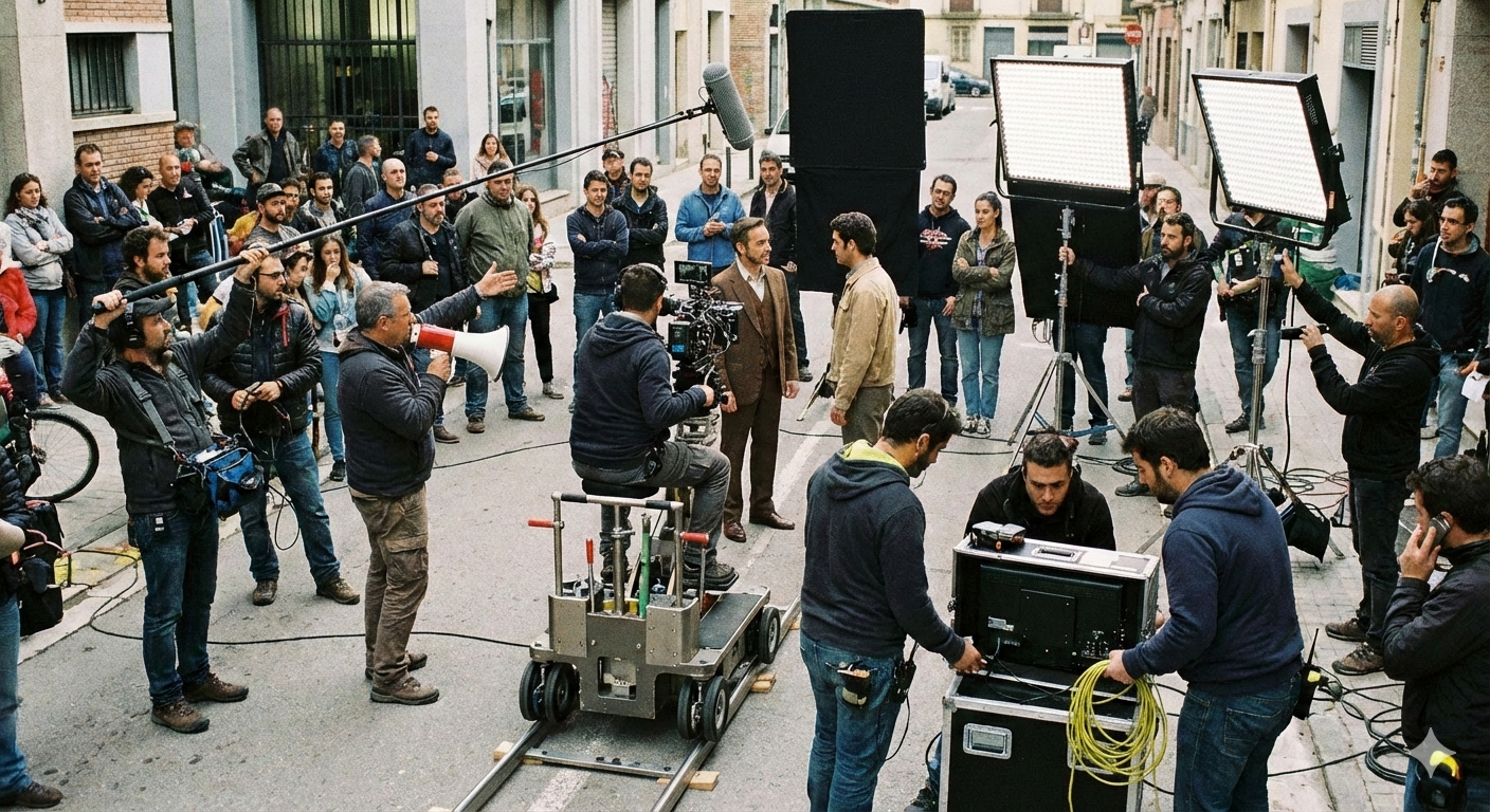 Équipe de production audiovisuelle en action